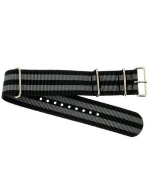 Watch Strap Woven miltary strap 111G.B/GSTP.24 Textile Gray Czarny Tekstylia Szary 24 mm