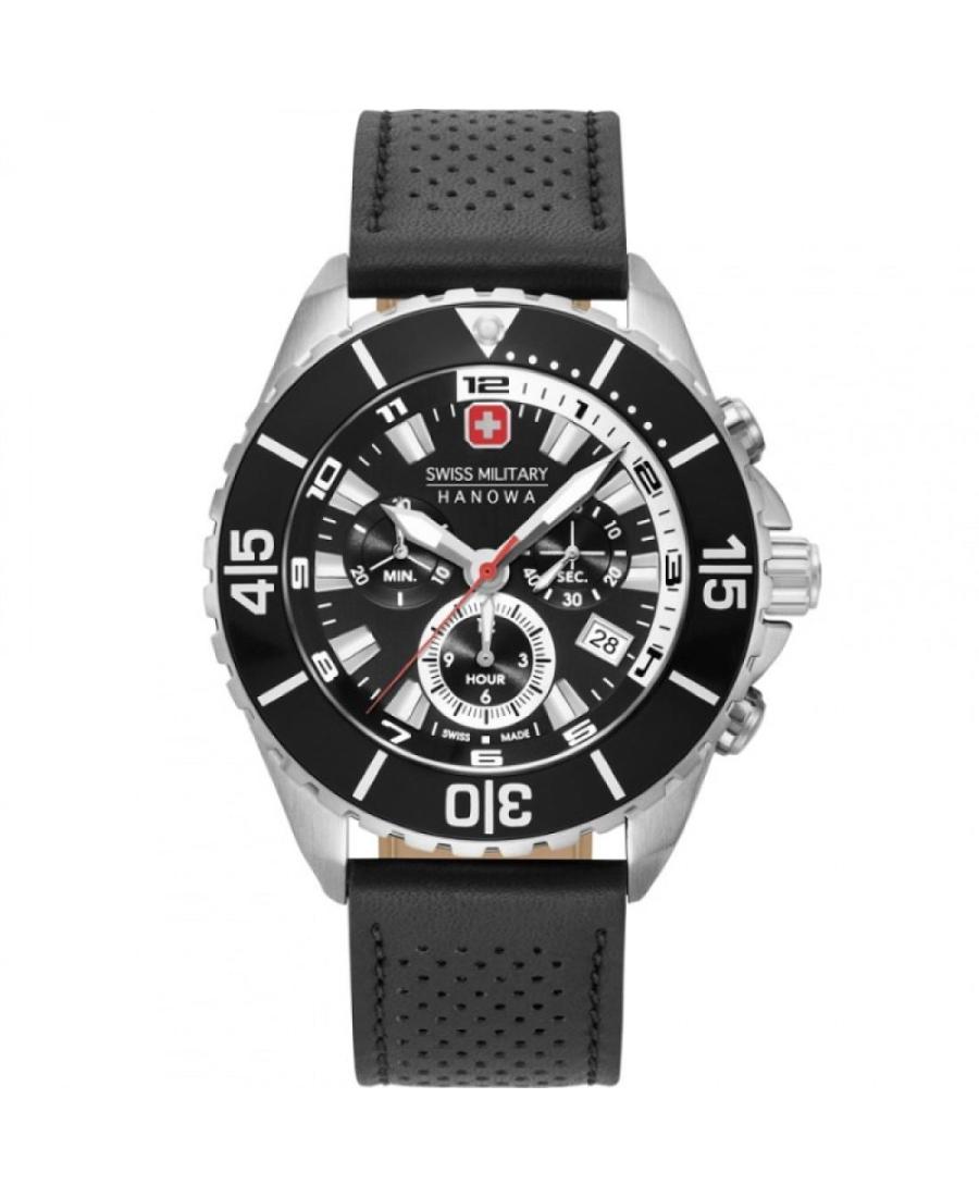 Mężczyźni Funkcjonalny Szwajcar kwarcowy analogowe Zegarek Chronograf SWISS MILITARY HANOWA 06-4341.04.007 Czarny Wybierz 44mm