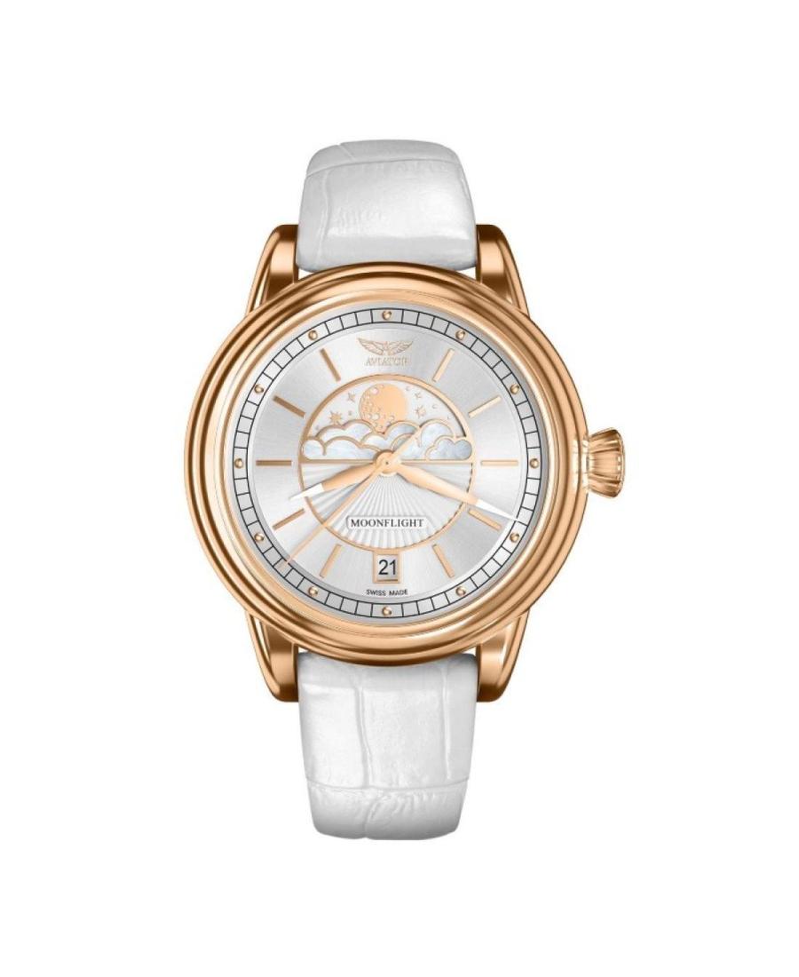 Women Klassisch Swiss Quartz Watch AVIATOR V.1.33.2.251.4 Silver Dial 36mm