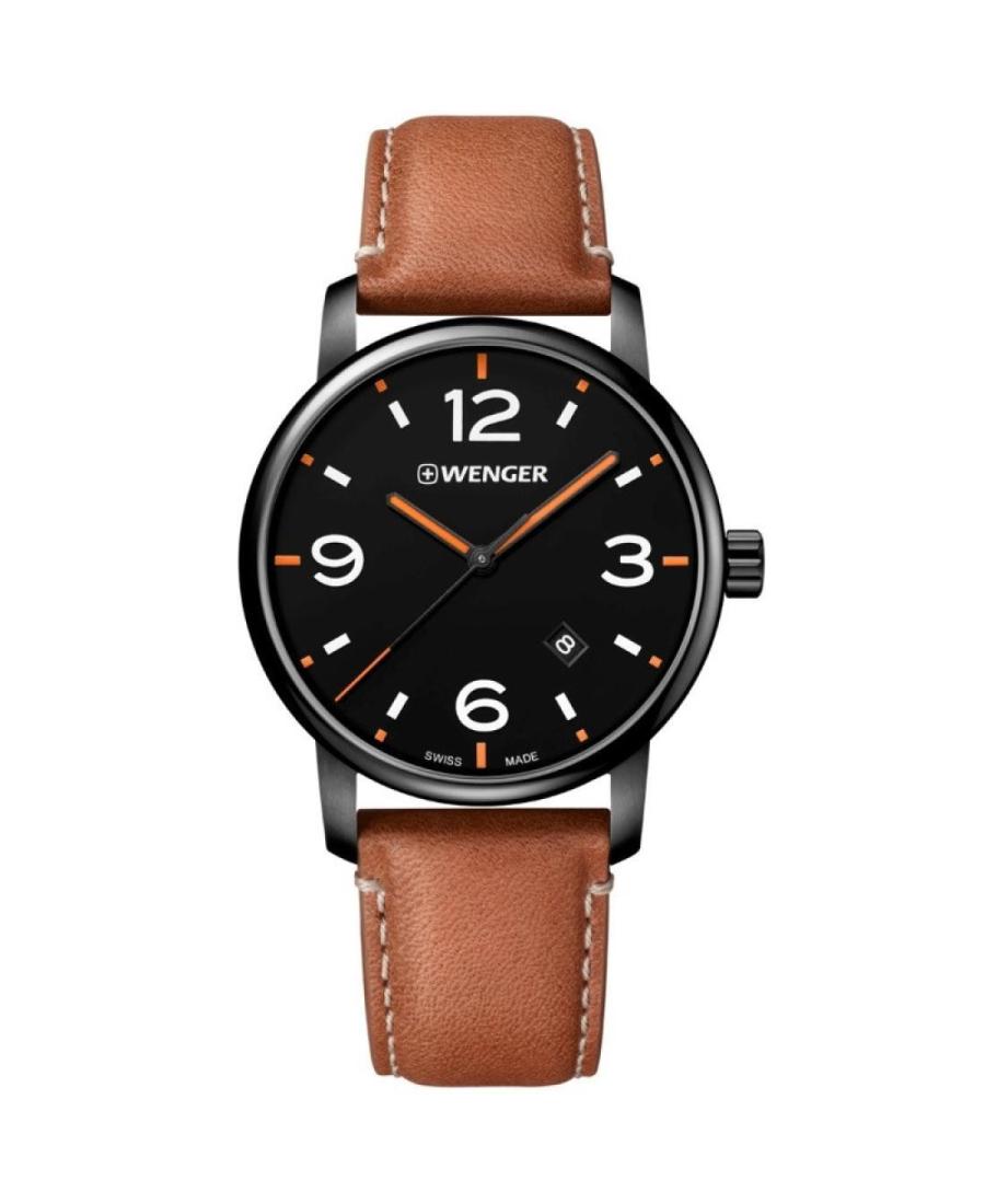 Men Klassisch Swiss Quartz Analog Watch WENGER 01.1741.134 Schwarz Dial 42mm