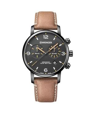 Men Classic Sports Swiss Quartz Analog Watch Chronograph WENGER 01.1743.113 Black Dial 44mm
