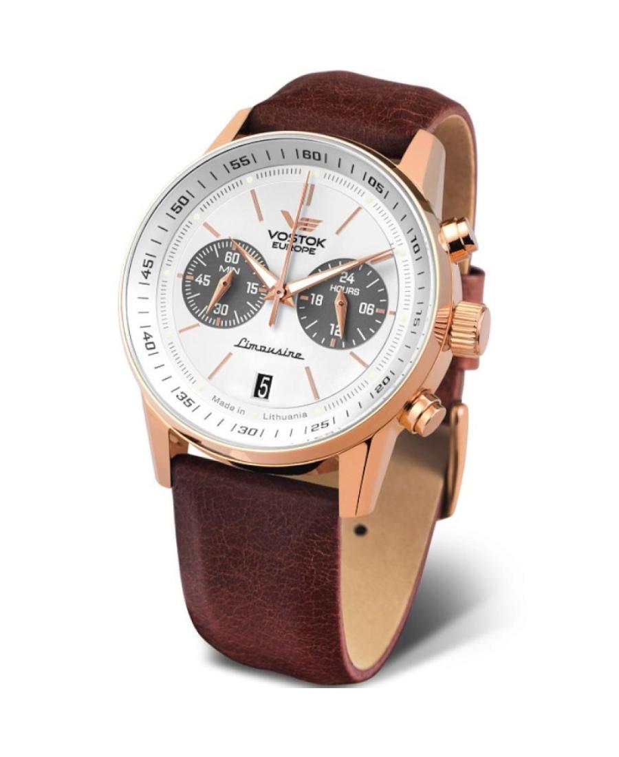 Men Klasické Quartz Analog Watch VOSTOK EUROPE VK64-560B692 Bílá Dial 43mm