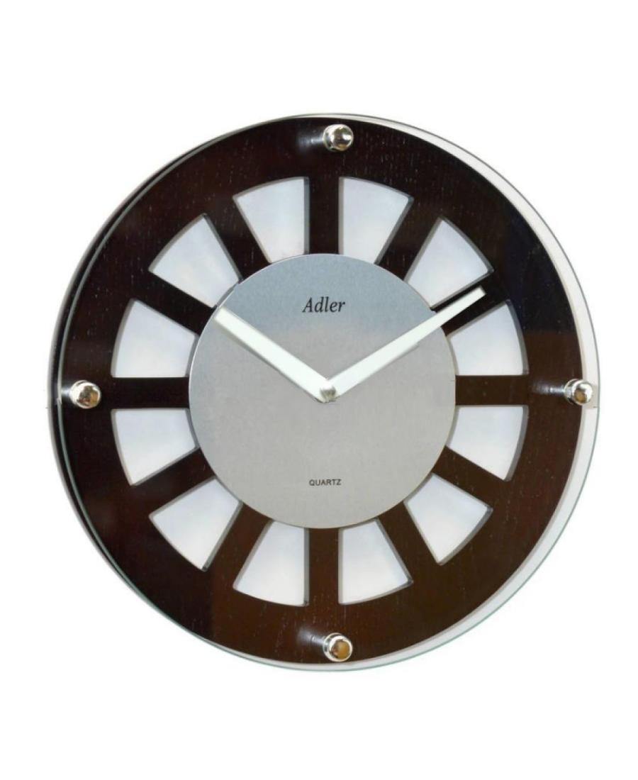 ADLER 21158 WENG/SIL Настенные кварцевые часы Цвет стали Комбинированный Wood Стекло Венге - темно коричневая Венге - темно скло