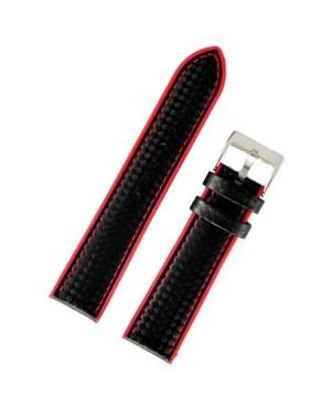 Watch Strap Diloy 400.53.22 Silicone Red Silikonas Juoda Raudona 22 mm