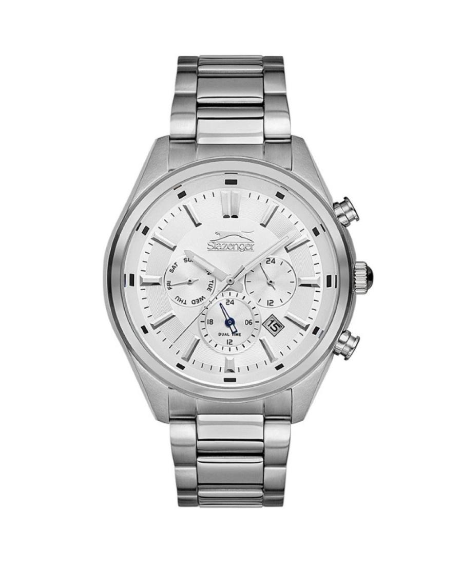 Men Klassisch Fashion Quartz Analog Watch SLAZENGER SL.9.6251.2.03 Silver Dial 42mm