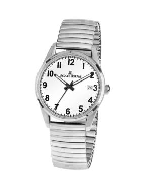 Men Klassisch Quartz Analog Watch JACQUES LEMANS 1-2070F Weiß Dial