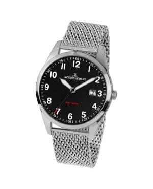 Men Fashion Classic Quartz Analog Watch JACQUES LEMANS 1-2002H Black Dial 40mm