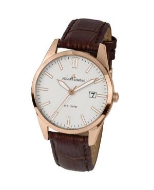Men Classic Quartz Analog Watch JACQUES LEMANS 1-2002P White Dial 40mm