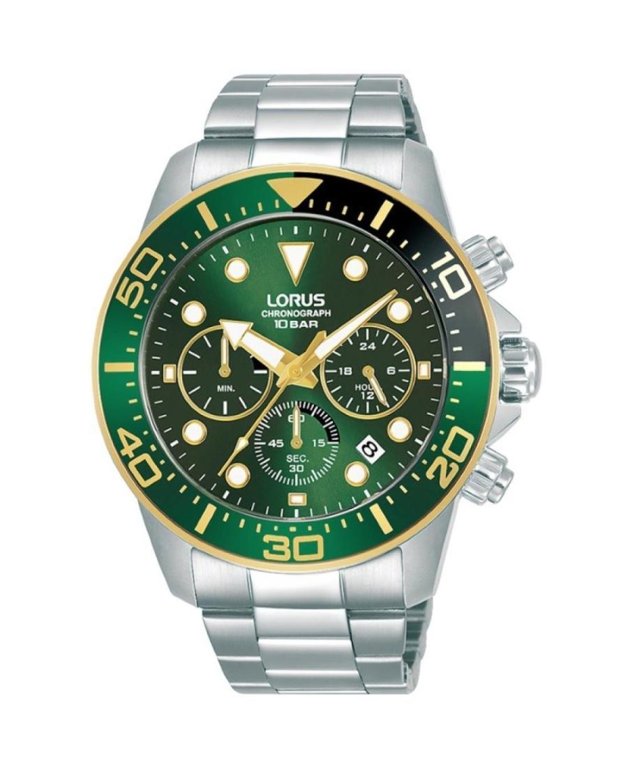 Men Sports Japan Quartz Analog Watch Chronograph LORUS RT340JX-9 Grün Dial 43mm