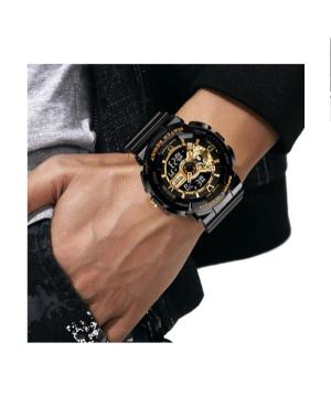 Men Functional Quartz Analog Watch Alarm SKMEI 1688 BK GD Schwarz Dial 51mm image 2