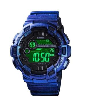 Men Sports Quartz Watch Alarm SKMEI 1243 GT BU Černá Dial 50mm