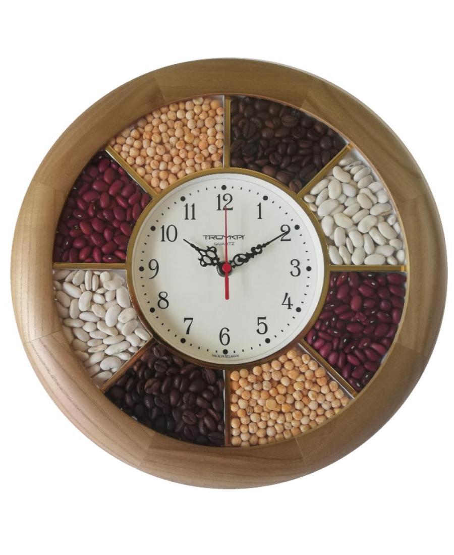 Wall clock 11161141 Brown Wood Glass Braun