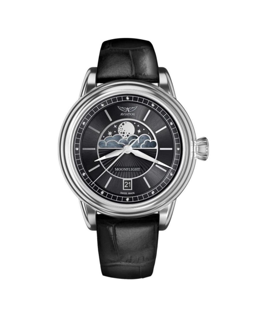 Women Klasické Swiss Quartz Watch AVIATOR V.1.33.0.252.4 Černá Dial 36mm