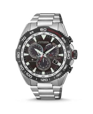 Men Diver Japan Eco-Drive Analog Watch Chronograph CITIZEN CB5036-87X Black Dial 44mm