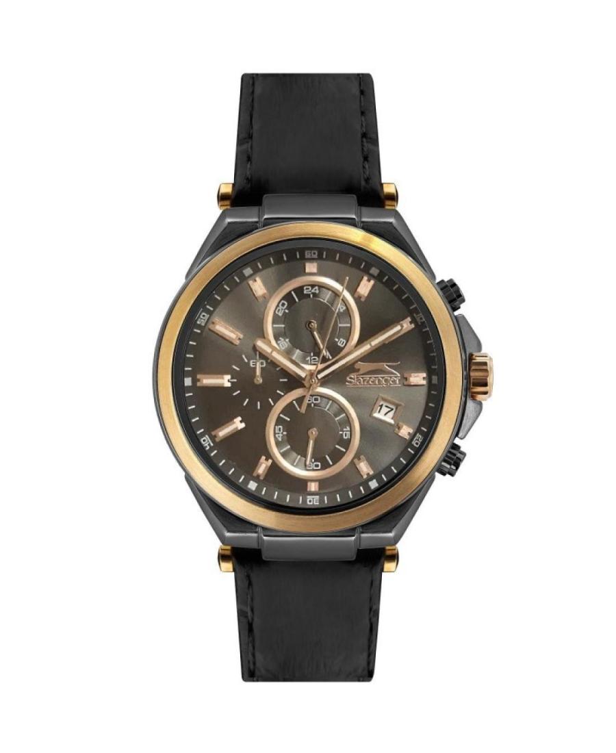 Men Klassisch Quartz Analog Watch Chronograph SLAZENGER SL.9.6307.2.04 Schwarz Dial 44mm