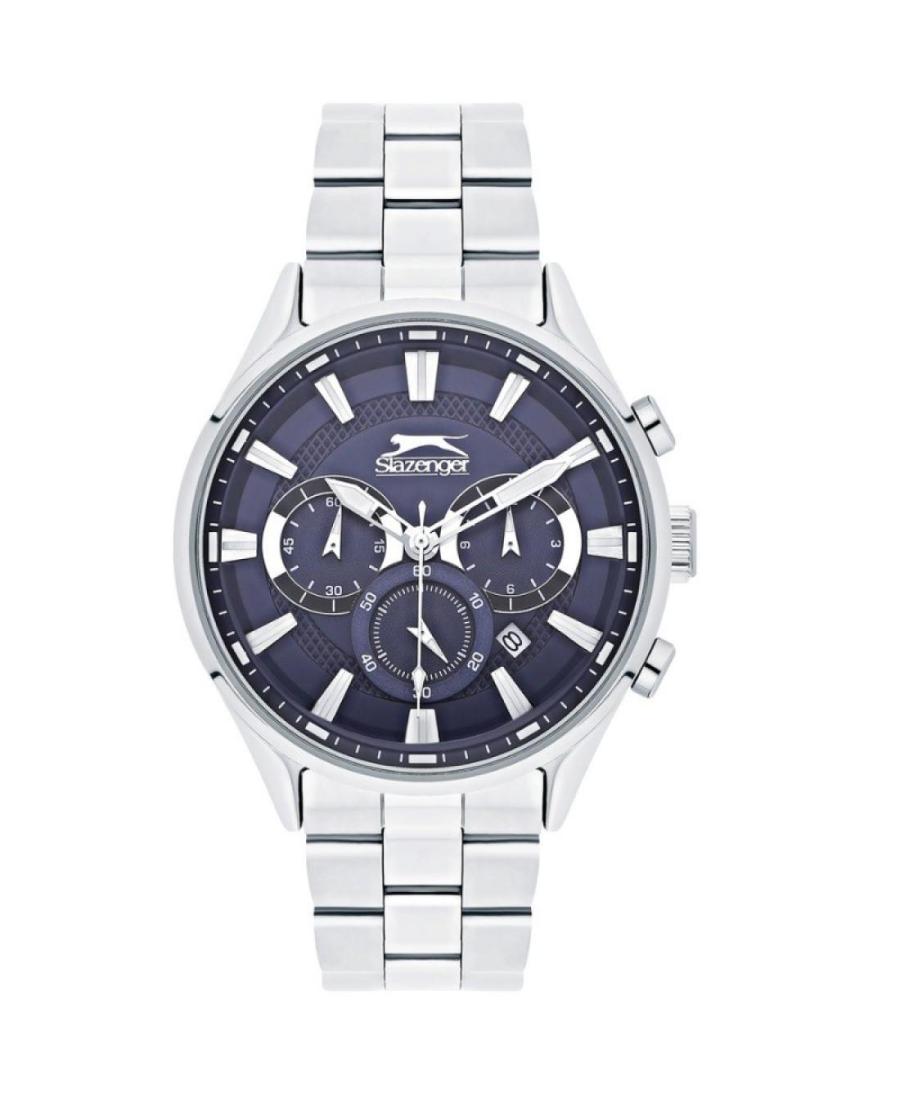 Men Classic Quartz Analog Watch Chronograph SLAZENGER SL.9.6324.2.02 Blue Dial 45mm