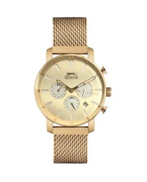 Men Klassisch Quartz Analog Watch Chronograph SLAZENGER SL.9.6312.2.03 Golden Dial 45mm