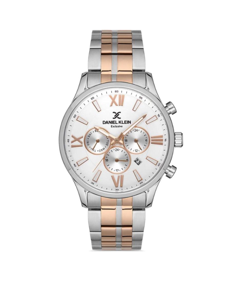 Men Klasické Quartz Analog Watch DANIEL KLEIN DK.1.12806-3 Silver Dial 44mm