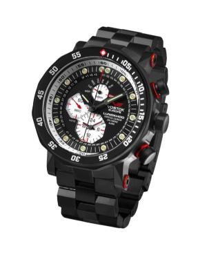 Men Sports Functional Diver Luxury Quartz Analog Watch Chronograph VOSTOK EUROPE YM86-620C635BRSL White Dial 49mm