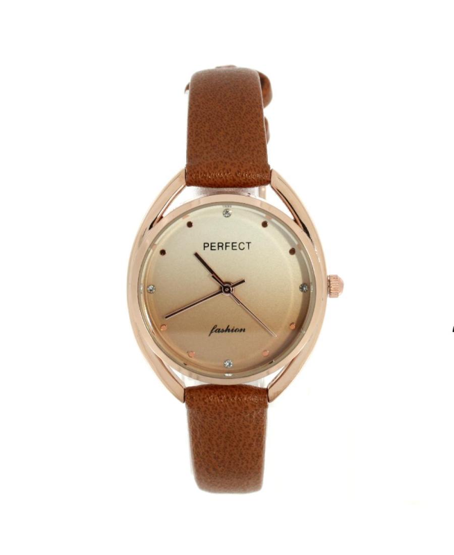 Women Fashion Classic Quartz Analog Watch PERFECT E339-R002 Brown Dial 30mm