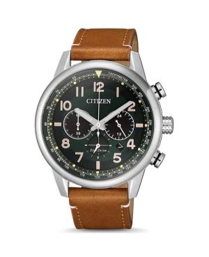 Men Functional Klasické Japan Quartz Analog Watch Chronograph CITIZEN CA4420-21X Zelená Dial 43.1mm