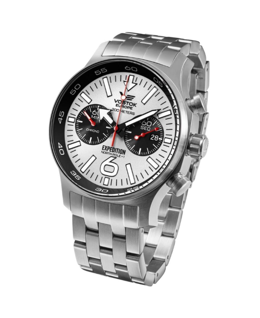 Mężczyźni sportowy Diver kwarcowy analogowe Zegarek Chronograf VOSTOK EUROPE 6S21-595A642BR Biały Wybierz 47mm