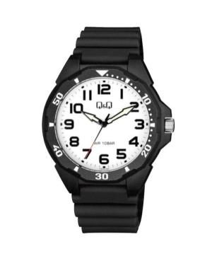 Men Sports Japan Quartz Analog Watch Q&Q VS44J001Y Bílá Dial 43mm