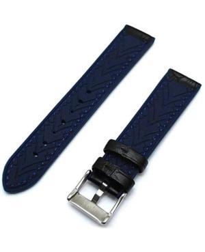 Watch Strap Diloy 400.52.22 Blue Silicone Schwarz Blau 22 mm image 3
