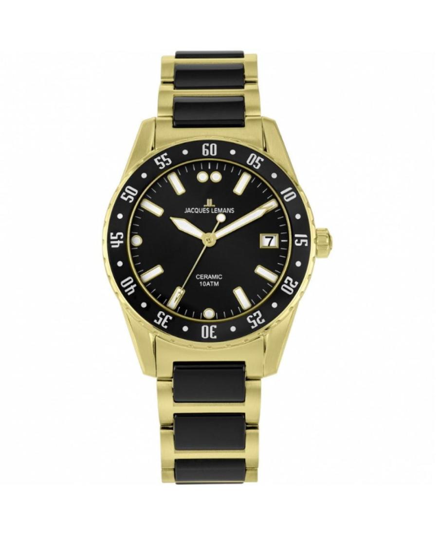 Men Klassisch Quartz Analog Watch JACQUES LEMANS 42-10G Schwarz Dial 42mm
