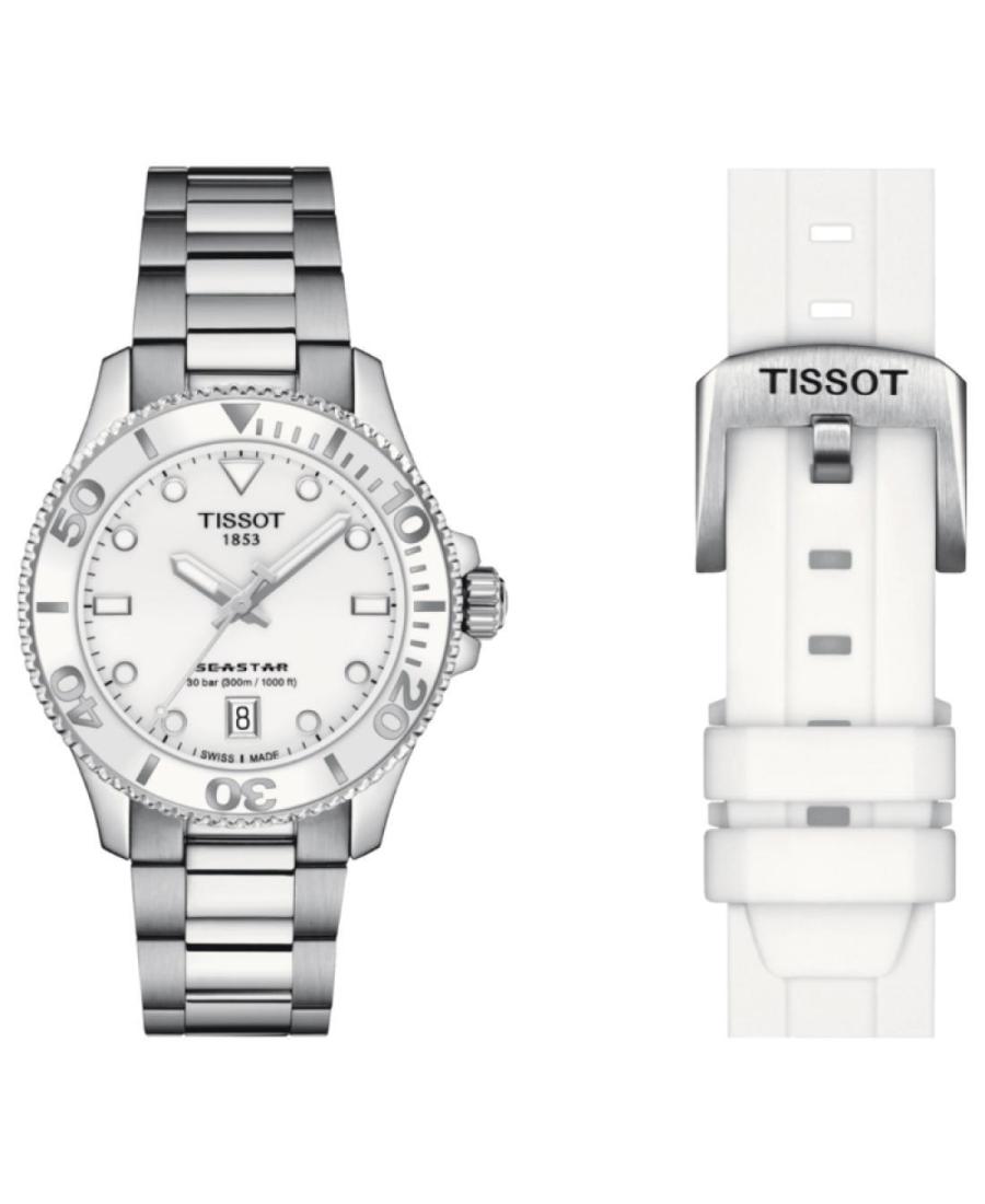 Men Klasické Sports Diver Swiss Quartz Analog Watch TISSOT T120.210.11.011.00 Bílá Dial 36mm