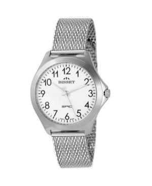 Men Klassisch Swiss Quartz Analog Watch BISSET BSDE49SAWX03BX Weiß Dial 42mm