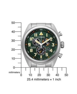 Men Klasické Japan Quartz Analog Watch Chronograph CITIZEN AT2480-81X Zelená Dial 43.5mm image 4