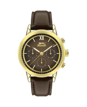 Men Klassisch Quartz Analog Watch SLAZENGER SL.9.2045.2.02 Braun Dial 44mm
