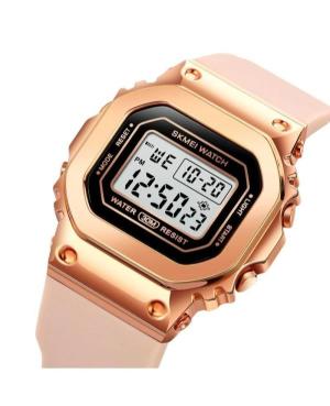Women Sports Functional Quartz Digital Watch Alarm SKMEI 1796PKBK Silver color Dial image 4