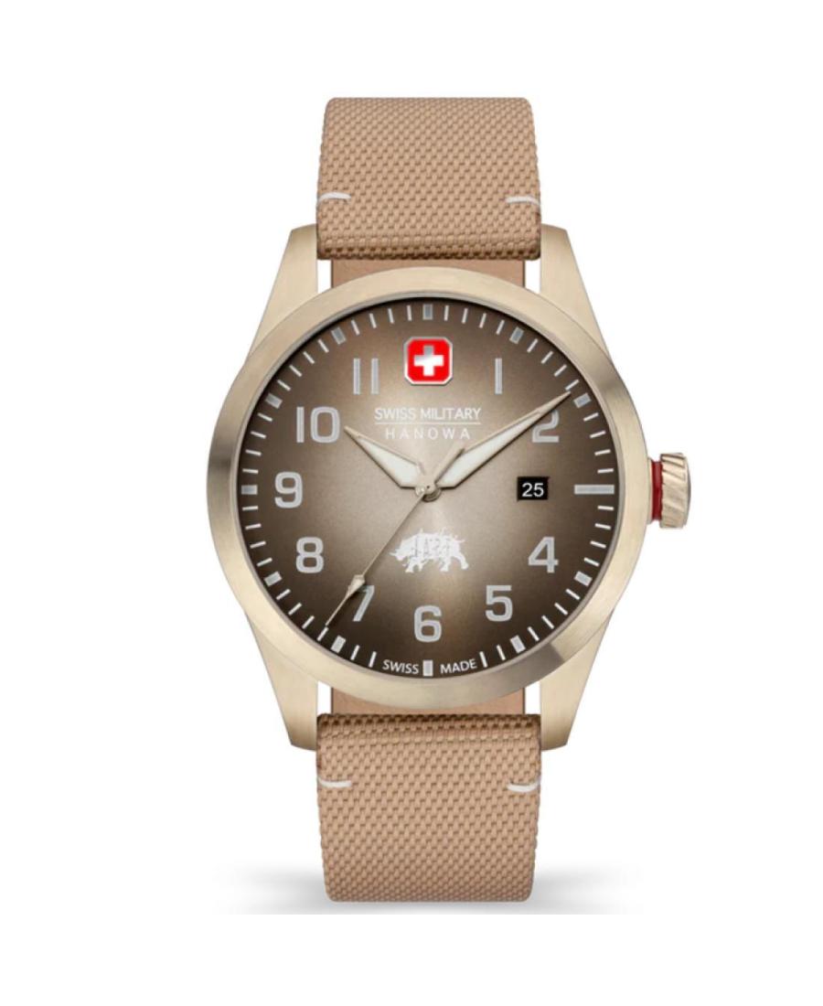 Men Klassisch Swiss Quartz Analog Watch SWISS MILITARY HANOWA SMWGN2102310 Braun Dial 43mm