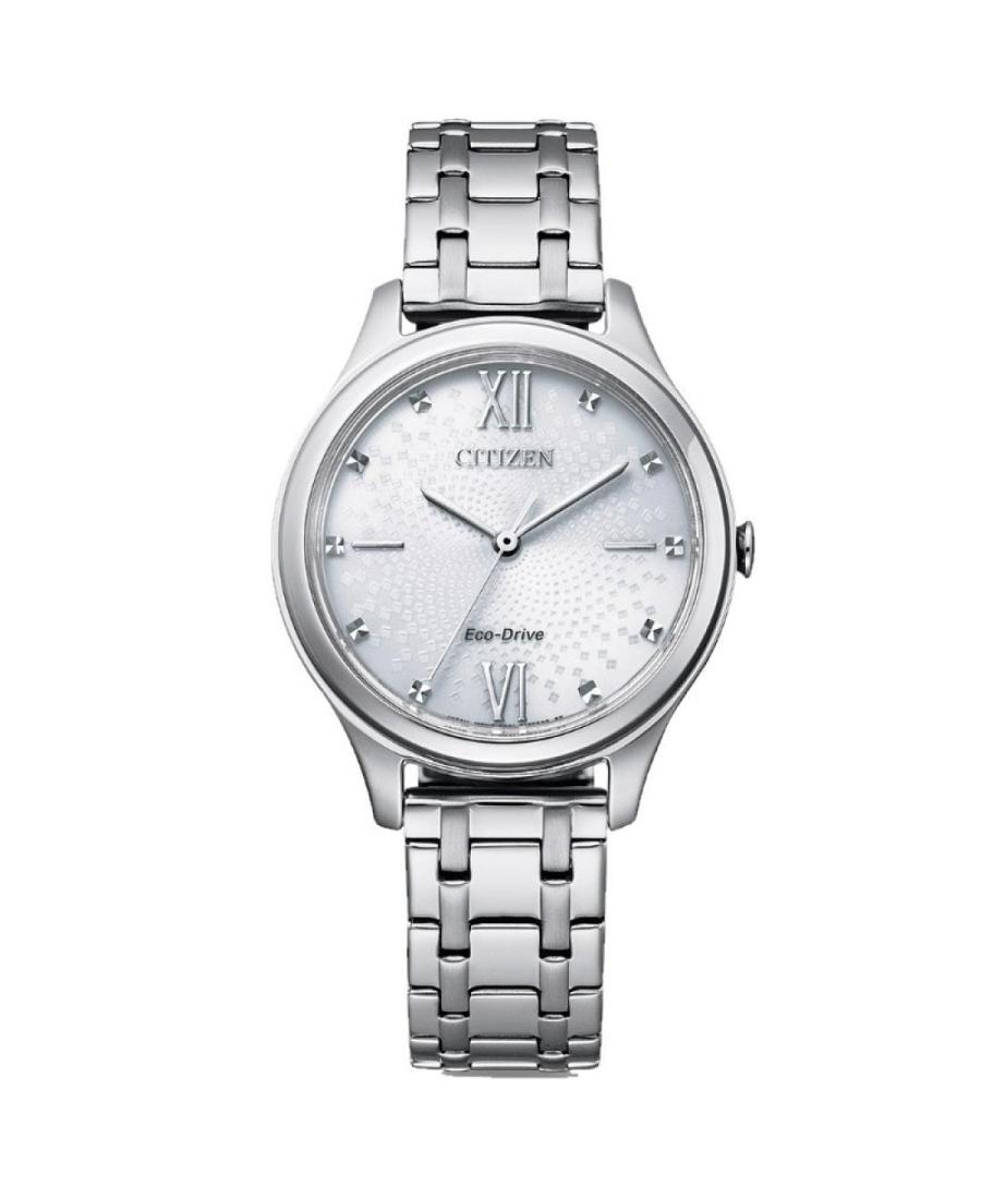 Женские Классические Японские Eco-Drive Аналоговый Часы CITIZEN EM0500-73A Серебряного цвета Циферблат