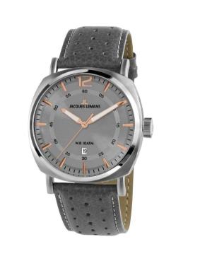 Men Klassisch Quartz Watch JACQUES LEMANS 1-1943E Silver color Dial 42mm