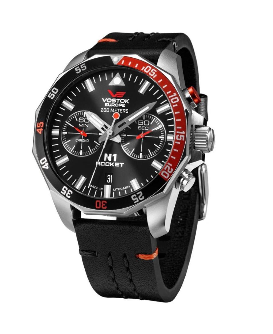 Vyriškas Diver Kvarcinis Rodyklinis Watch Chronograph VOSTOK EUROPE 6S21-225A707LE Juodas Dial 46mm