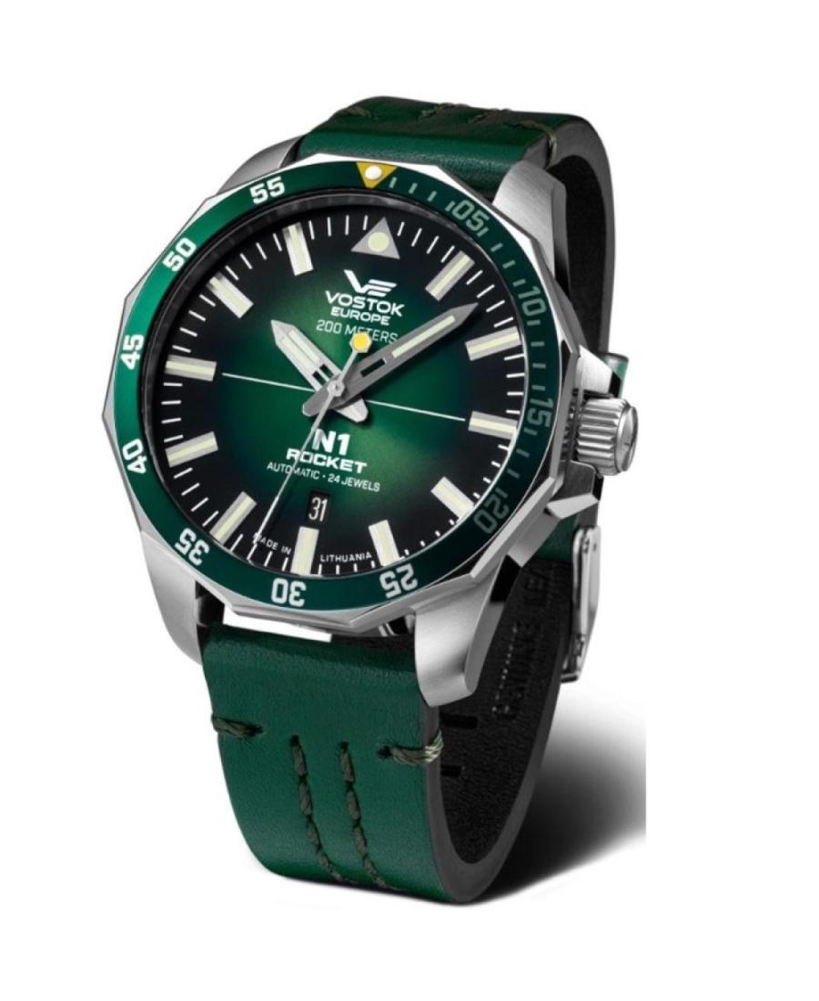 Men Diver Automatic Analog Watch VOSTOK EUROPE NH35-225A710 Zelená Dial 46mm