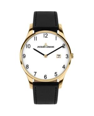 Men Klasické Quartz Analog Watch JACQUES LEMANS 1-2122H Bílá Dial 38mm
