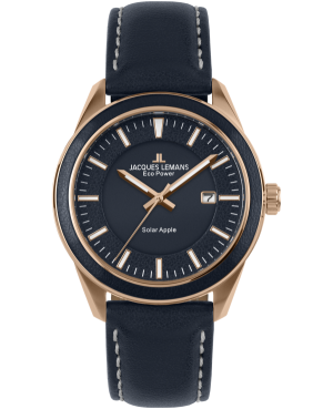 Men Klassisch Sports Eco-Drive Watch JACQUES LEMANS 1-2116C Blau Dial 40mm