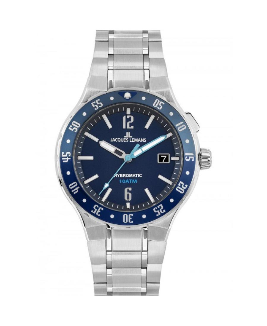 Men Sports Automatic Analog Watch JACQUES LEMANS 1-2109H Blue Dial 42mm