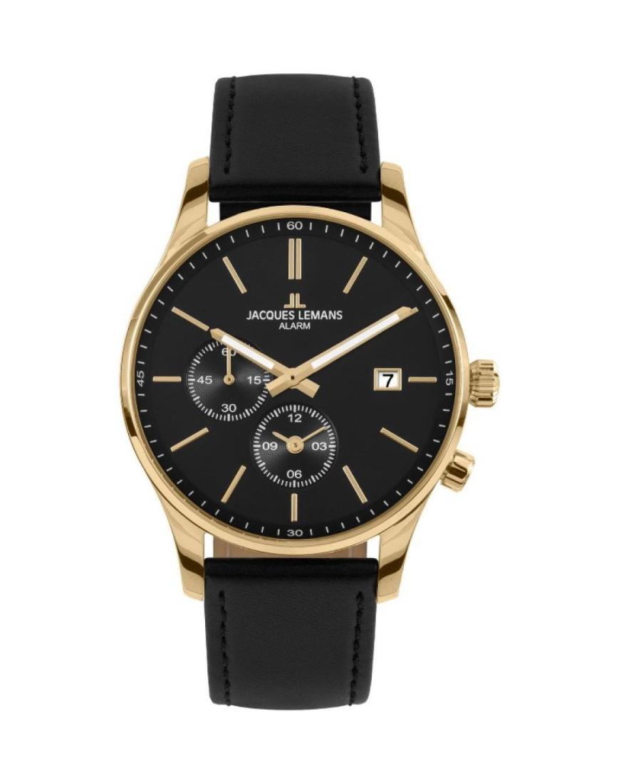 Vyriškas Klasikinis Kvarcinis Watch Alarm JACQUES LEMANS 1-2125C Juodas Dial 40mm