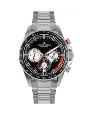 Men Klasické Sports Quartz Analog Watch Chronograph JACQUES LEMANS 1-2127E Černá Dial 40mm
