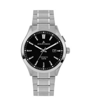 Men Klasické Automatic Analog Watch JACQUES LEMANS 1-2130E Černá Dial 43mm