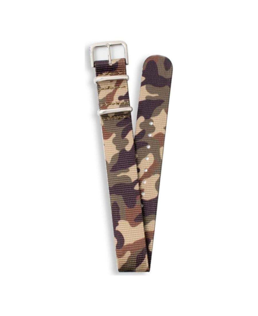 Watch Strap Woven miltary strap 111G.CAMO.22 Textile Green Rusvai gelsvas Ruda Tekstilė Žalia 22 mm