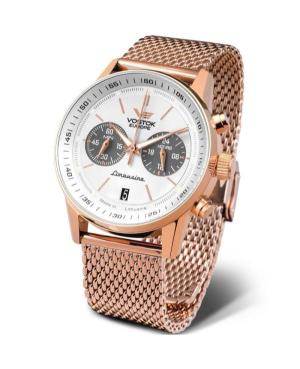 Men Klassisch Quartz Analog Watch Chronograph VOSTOK EUROPE VK64-560B692BR Weiß Dial 43mm