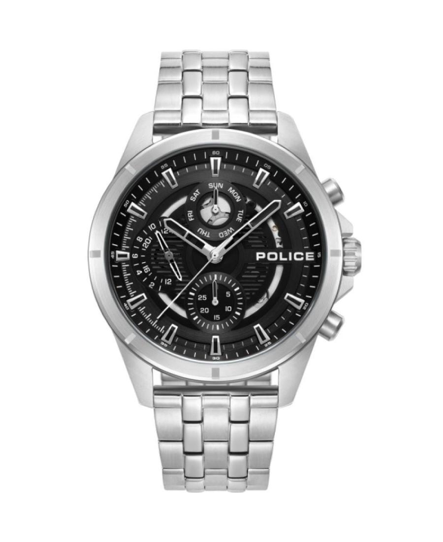 Men Klasické Quartz Analog Watch POLICE PEWJK0004605 Černá Dial 45mm