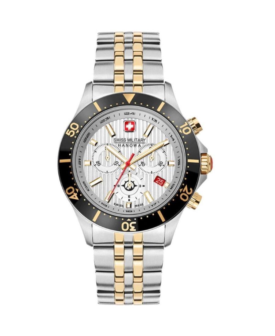 Men Klassisch Swiss Quartz Analog Watch Chronograph SWISS MILITARY HANOWA SMWGI2100760 Silver Dial 43mm