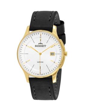 Men Klassisch Swiss Quartz Analog Watch BISSET ZEGBIS070 Silver Dial 41mm